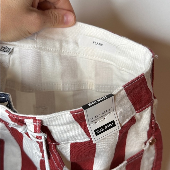 NWT Judy Blue high waist bell bottom USA flag jeans size 13/31 July 4th flare - Picture 12 of 13